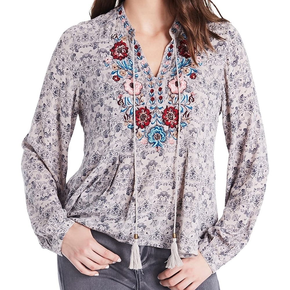 Vintage America Blues Julia Print Embroide…